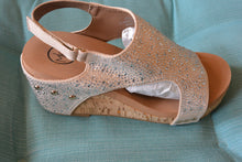 Load image into Gallery viewer, Barbara Taupe Crystal Sandal Wedge by MAKERS
