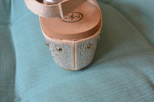 Load image into Gallery viewer, Barbara Taupe Crystal Sandal Wedge by MAKERS
