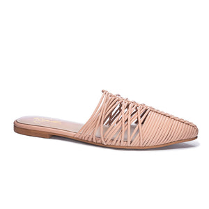 42 Gold- Cleo Woven Leather Flat Mule