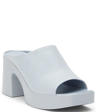 Load image into Gallery viewer, Matisse- Faye Leather Platform Slides (Dusty Blue)
