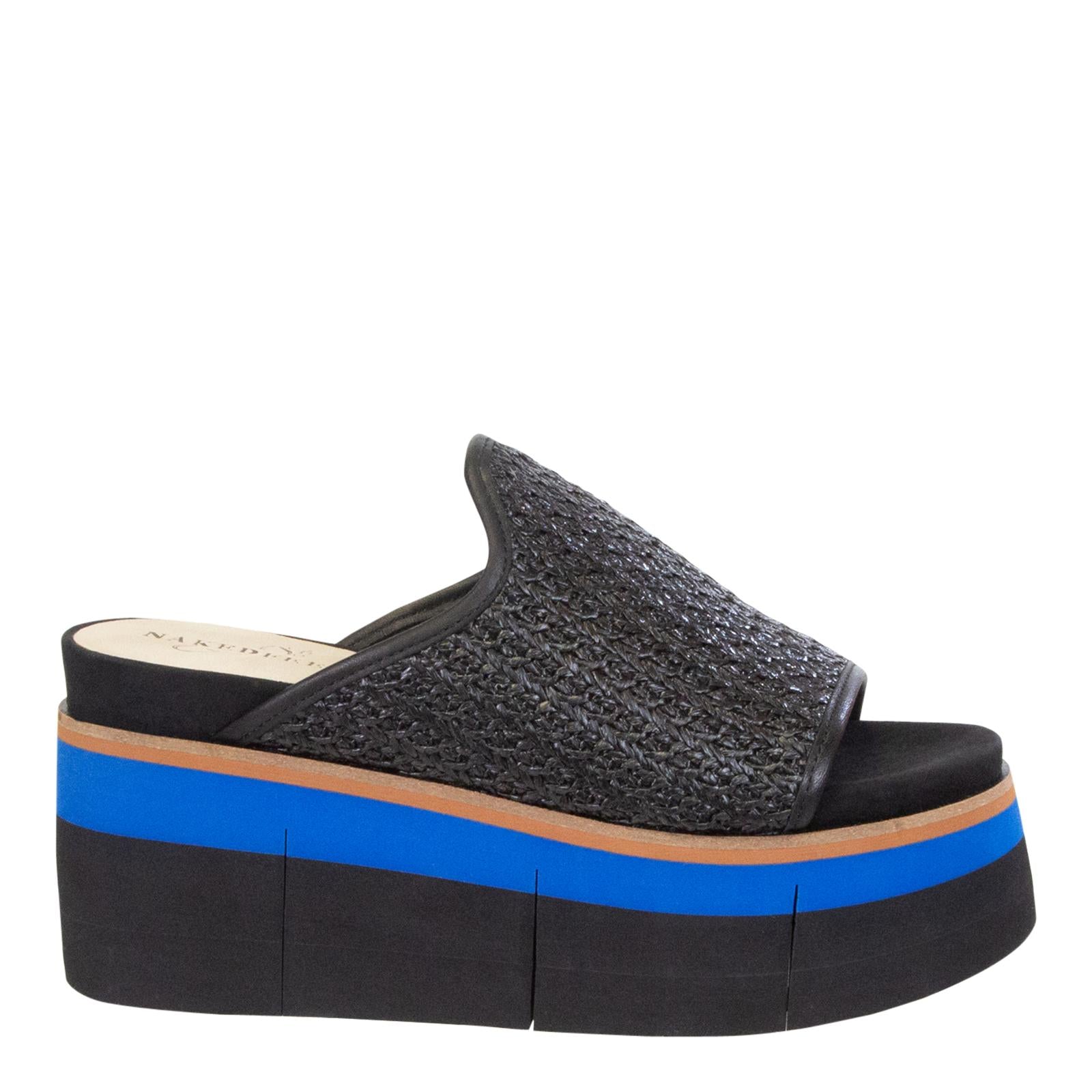 NAKED FEET - FLOCCI JET BLACK Wedge Sandals (ONLINE ONLY) – AL