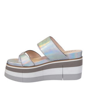NAKED FEET (ONLINE ONLY) FLUX in SILVER Wedge Sandals
